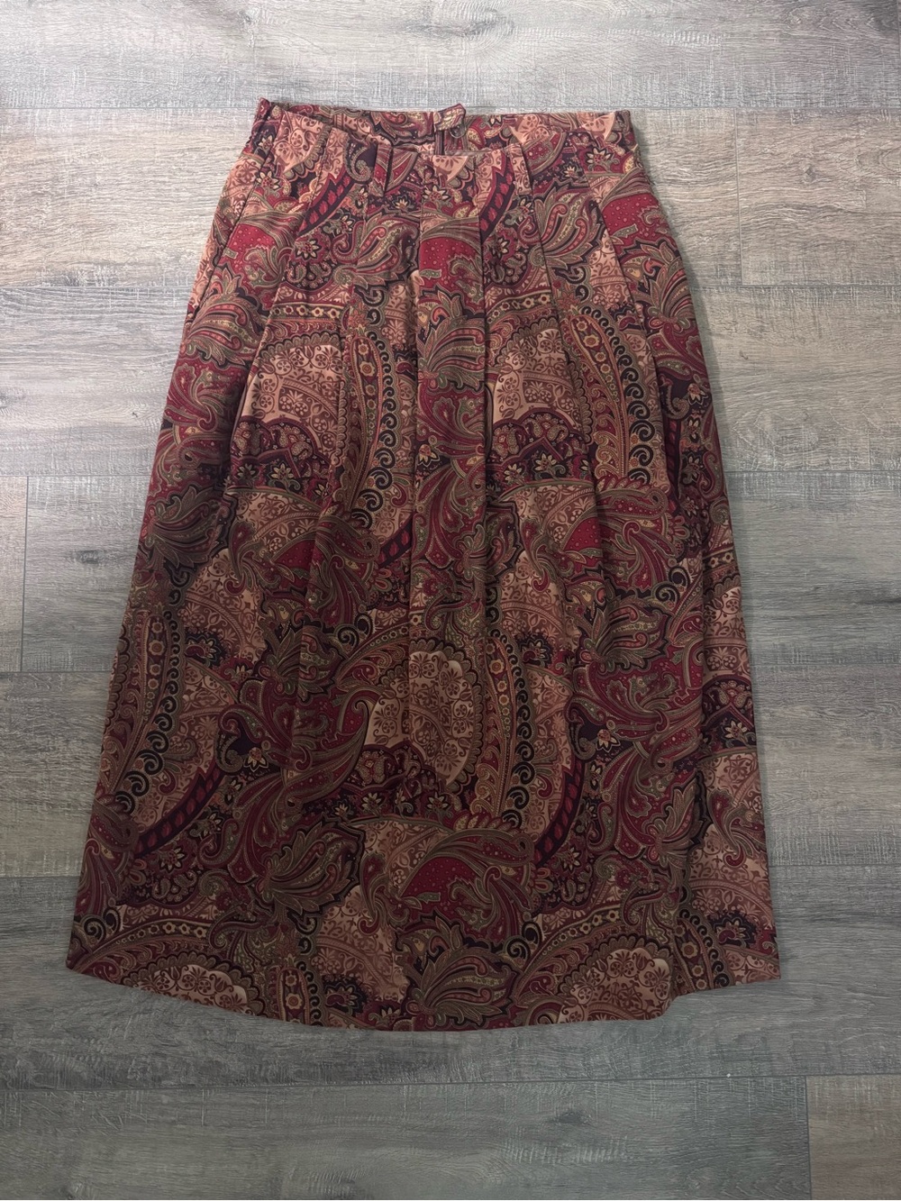 VINTAGE • Orvis • Midi Skirt • Size 6 • Paisley Print • Brown